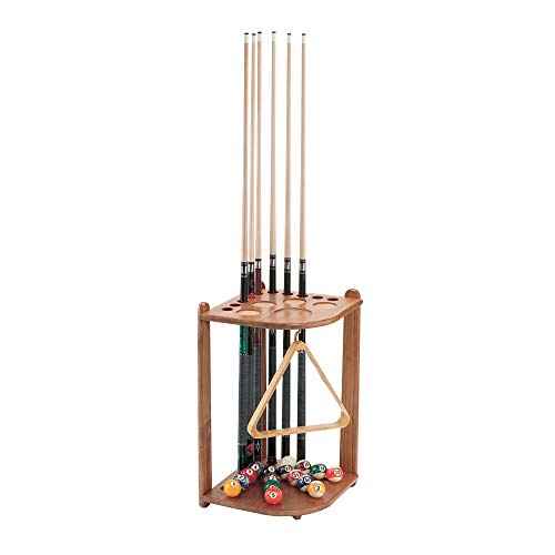 Viper by GLD Products Hardwood Corner Floor Billiard/Pool Cue Rack, Holds 10 Cues, Oak Finish, 26.25" L x 15.50" W x 15.50" H