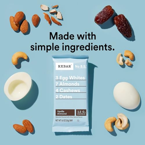 RXBAR Protein Bars, Protein Snack, Snack Bars, Vanilla Almond, 22oz Box (12 Count)