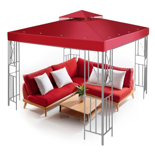 Flexzion Gazebo Cover Replacement Canopy Top 8x8 Ft (2.4m x 2.4m) - Double Tier Top Canopy Cover Replacement with UV30+, D...
