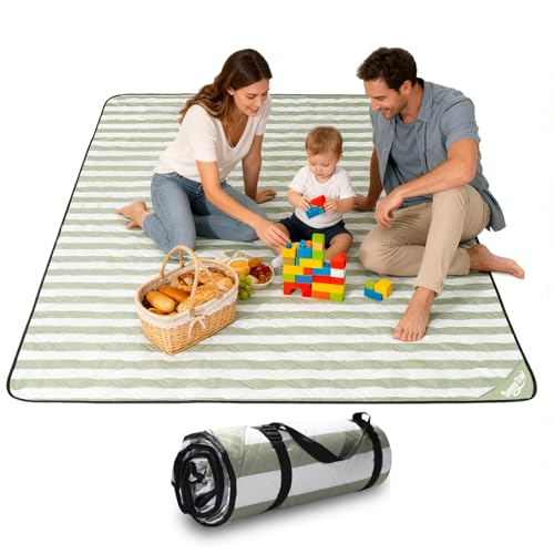 SunnyTrail Extra Large Picnic Blanket 80"x80" – Waterproof Sandproof Outdoor Blanket for Beach, Park, Grass, Lawn, Campin...