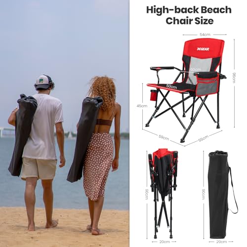 Camping Chair for Adults 350 LBS Support Camp Chair 2PCS with Breathable Mesh Back Fabric with Arm Rest Cup Holder and Por...