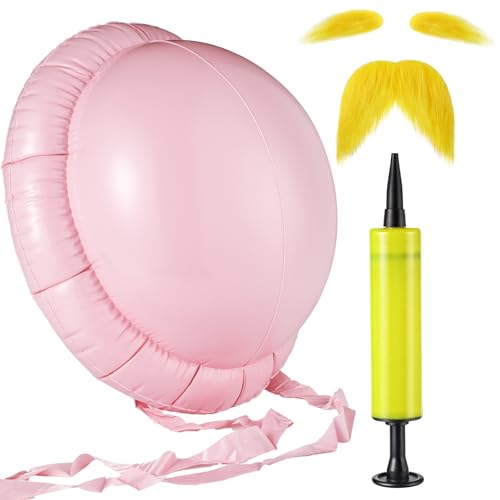 Chicingyou 3 Pcs Halloween Yellow Mustache and Eyebrows Fake Beard Inflatable Belly Filler Cosplay Props for Halloween Cos...