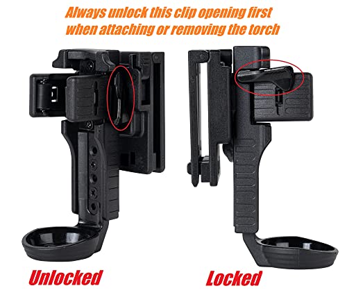 TACNEX Quick Release Flashlight Holder w/MOLLE Vest Clip Tactical Torch Holster Carrier Rotatable Light Carry Case Stand f...