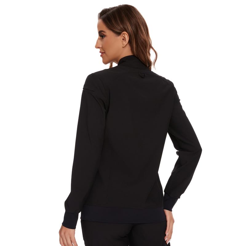 COZYFIT Scrub Jackets for Woman, Zip Front Nurse Jacket, 4-Way Stretch Fabric