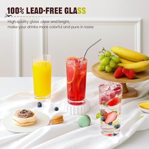 OUWO Highball Glasses Set of 6, 16oz Tall Drinking Glasses, Water Glass for Kitchen, Tom Collins Glasses, Mojito Glass Cup...