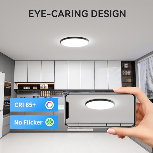 WKONCLDY 6Pack 3200lm LED Flush Mount Ceiling Light, Super Slim 12 inch LED Ceiling Light, 5000K LED Ceiling Light for Bed...