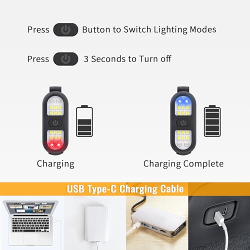 Clip on Flashlight, Running Lights for Runners Dog Light for Dog Walking at Night Rechargeable Safety Portable EDC Flashli...