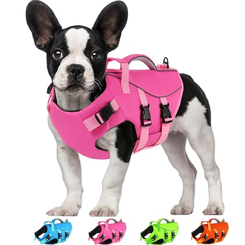 Dogcheer Dog Life Jacket with Double Rescue Handle, Reflective Dog Harness Life Vest for Swimming Boating, Adjustable Pupp...
