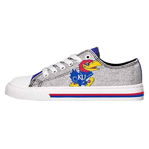 FOCO Kansas Jayhawks NCAA Womens Glitter Low Top Canvas Shoes - 8