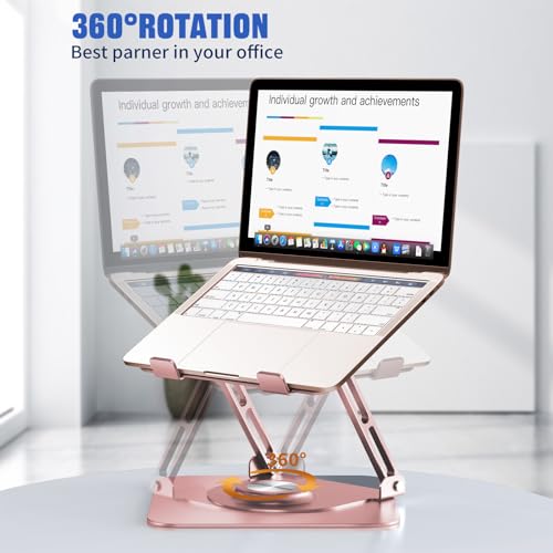 JOYEKY Laptop Stand for Desk, Adjustable Computer Stand with 360° Rotating Base, Ergonomic Laptop Riser for Collaborative ...