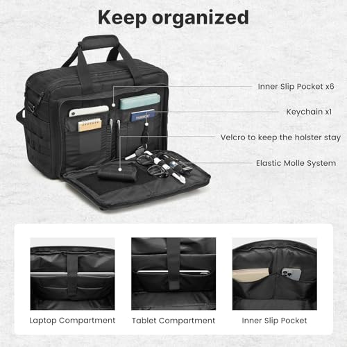 G4Free 17.3 Inch Laptop Messenger Bag for Men, 3-in-1 Backpack for Travel Work Weekender, Large Tactical Shoulder Bag