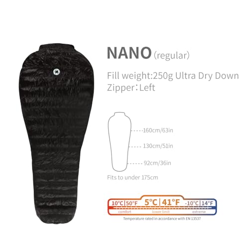 AEGISMAX Nano 5 Degree 700FP Ultra Dry Goose Down Sleeping Bag Ultralight Outdoor Camping Hiking Sleeping Bag for Men & Women