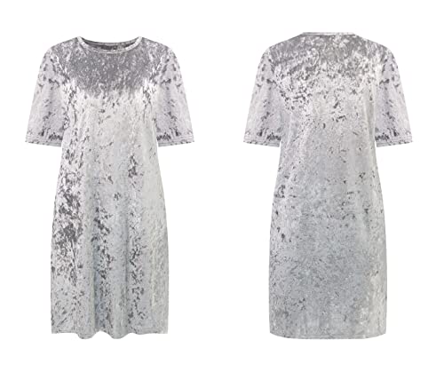 R.Vivimos Women's Summer Short Sleeve Crushed Velvet Mini Short Dresses