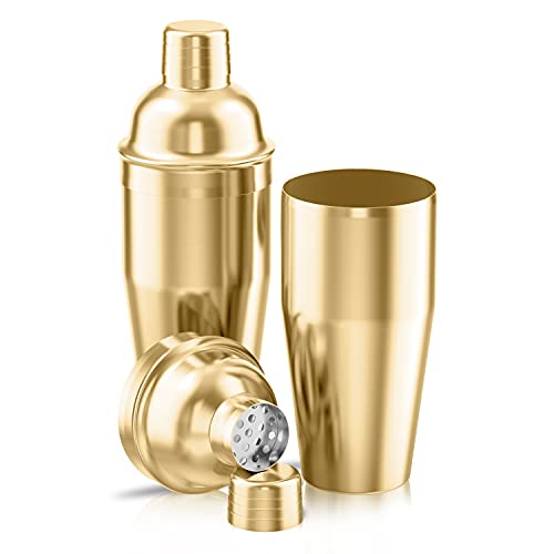 LUCKYGOOBO Cocktail Shaker with Double Measuring Jigger,18/8 Stainless Steel 24oz Martini Shaker Set,Drink Shaker Built-in...