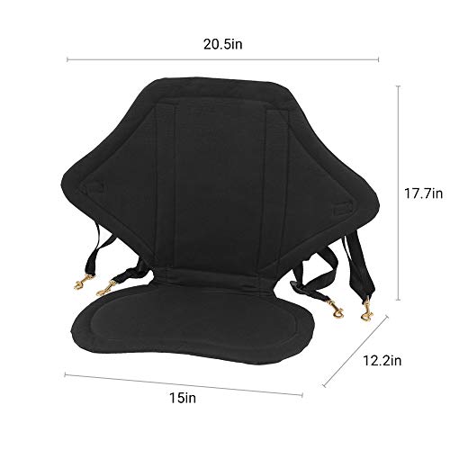Kayak Seat, Adjustable Padded Canoe Single Seat Detachable Replacement Boat Backrest Fishing Seat Cushion with Strap and B...