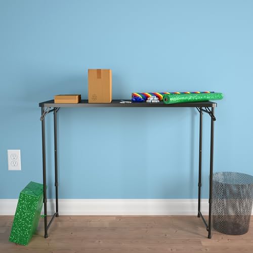 COSCO 14440BLK1E Plastic Top Adjustable Height Folding Table 20" x 48" Black