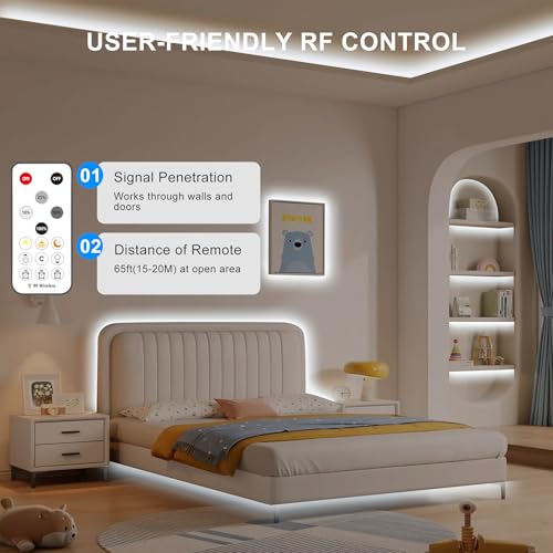 Olaholii 16.4ft COB Led Strip Light with Remote, 6500K Ra93+ Dimmable Bright Daylight White Led COB Strip Light, White Con...
