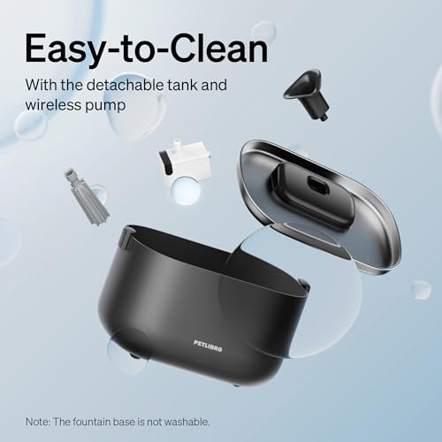 PETLIBRO Cat Water Fountain, App Monitoring Pet Fountains for Cats Indoor with Stainless Steel Tray, 2.5L/84oz Dockstream ...