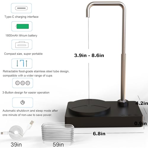 Desk Water Dispenser- Intelligent Desktop Water Bottle, Automatic Water Pump for Universal Bottle Water Dispenser USB Char...