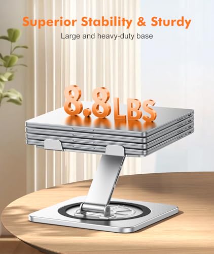 RIWUCT Adjustable Laptop Stand with 360° Swivel Base, Foldable Laptop Riser Holder for Desk, Ergonomic Computer Notebook C...