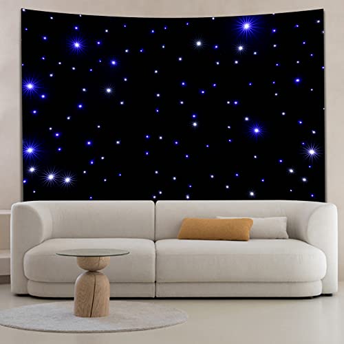 LED Stage Starry Sky Cloth Background, White & Blue/ White/ Multicolour Foldable Stage Star Curtain Backdrops with Remote ...