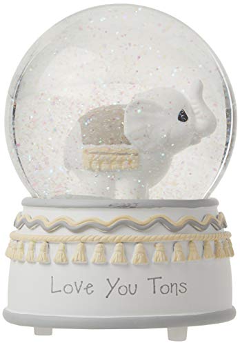 Precious Moments 179303 Love You Tons Resin/Glass Elephant Musical Snow Globe, Gray Chevron
