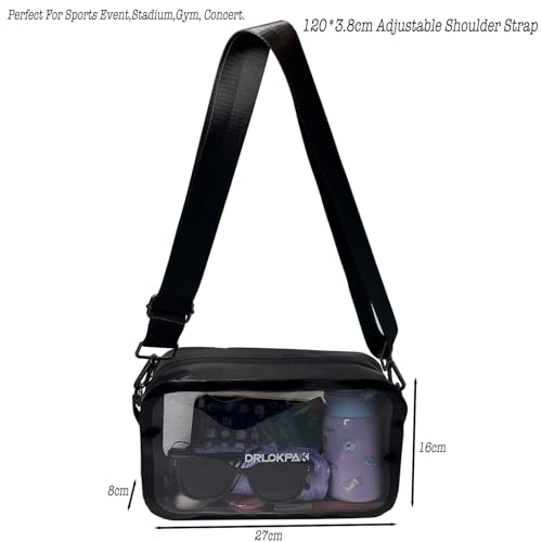 DRLOKPAK Stadium-Approved Clear Crossbody Bag Handbag–Reusable PVC Purse Pack for Events Concerts Festivals & Games