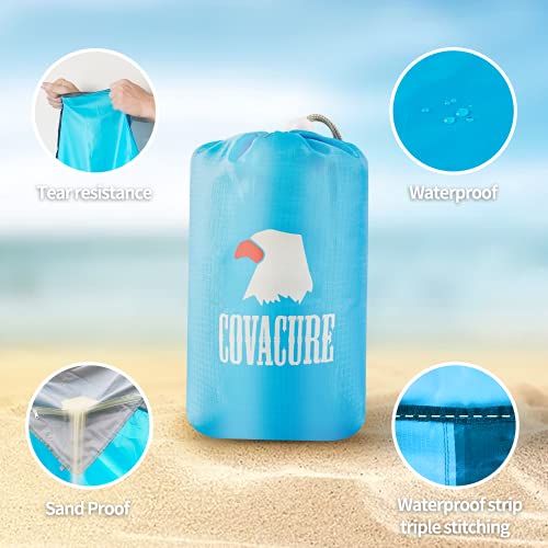 covacure Beach Blanket Waterproof Sandproof 79”X 83"- Large Beach Blanket Sandproof Fits for 4 Adults, Waterproof Beach Ma...