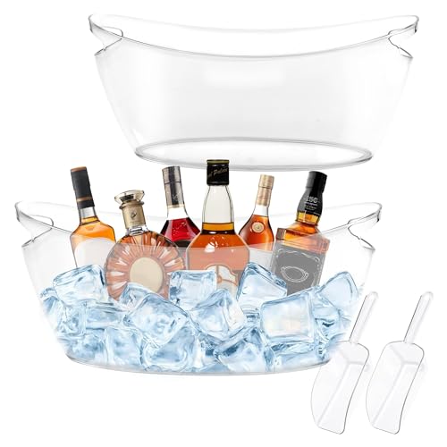 Ice Bucket 2 PCS for Parties 5.5 Liter Large Clear Champagne Beer Tub Mimosa Bar Supplies Kit Acrylic Plastic Wine Beverag...