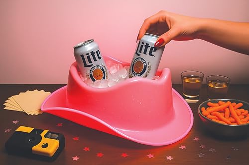 NPW Drinking Buddies Light Up Cowboy Hat Ice Bucket - Cowgirl Hat Shaped Ice Bucket Cooler, LED, Perfect for Parties & Cel...