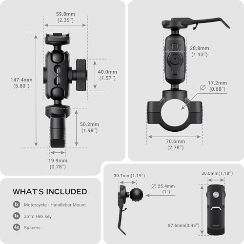 TUSITA Motorcycle GPS Mount - Holder Compatible with Garmin Handheld GPS - Double Socket Arm Handlebar Base