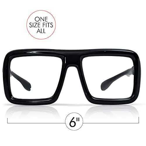Skeleteen Black Oversized Thick Glasses ? Shiny Square Frame Old Man Nerd Costume Accessory Clear Lens Spectacles for Adults and Children