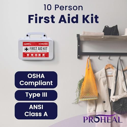 OSHA Compliant First Aid Kit - 10 Person, Type III, ANSI Class A Emergency Kit for Truck, Car, Construction Site - 111 Ess...