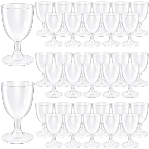 Vyndicca 48 PCS Disposable Plastic Wine Glasses,Clear Stackable Plastic Goblets,Hard Party Wine Cups with Stem for Wedding...