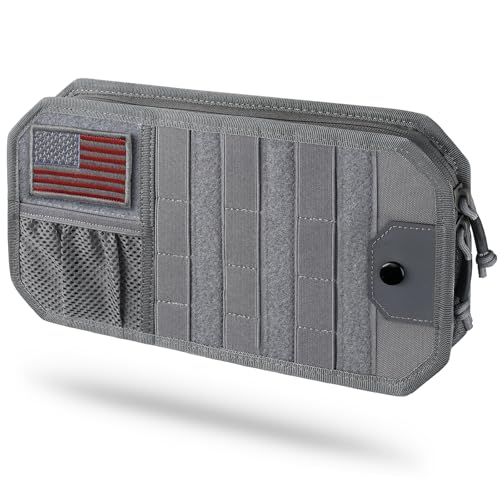 LIVANS Tactical Car Sun Visor Organizer, Automotive Semi-Rigid MOLLE Panel with Zipper Storage Pouch & Glasses Clip, Unive...