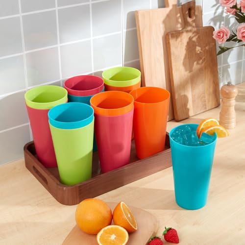 Boshangjia Plastic Tumblers Large Cups 35-ounce Unbreakable Drinking Glasses set of 12-Stackable & Reusable Drinkware for ...