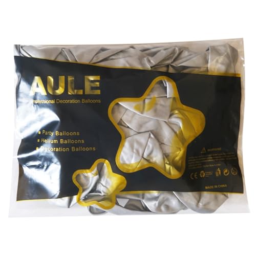 AULE Metallic Silver Balloons 5 inch 50 Pcs Silver Latex Balloons Chrome Helium Shiny Thicken Balloon Perfect Party Decora...