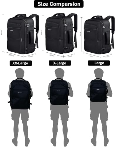 Vancropak Carry On Backpack, 45L Expandable Extra Large Travel Backpack, Flight Approved Water Resistant Luggage Suitcase ...