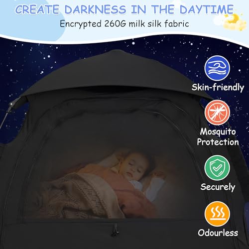 YABORAS Sleep Tent for Pack N Play, Baby Sleep Tent One-Click Assembly Effective Light Blocking Tent for Sleep Pod & Mini ...