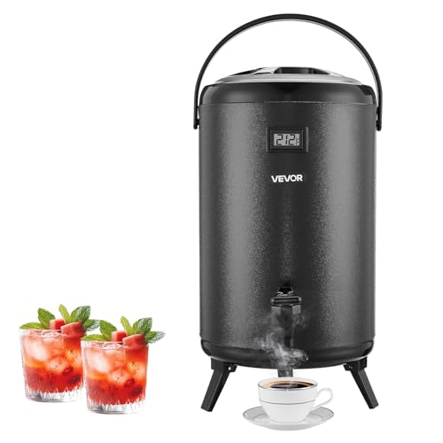 VEVOR Insulated Beverage Dispenser, 3.2 Gal/12L Stainless Steel Thermal Drink Server with Spigot & Temp Display, Suitable ...