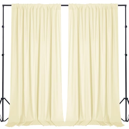 Sugargirl 10x10FT Light Yellow Backdrop Curtains Polyester Photo Backdrop Drapes Curtains 2 Panels with Rod Pockets for Pa...