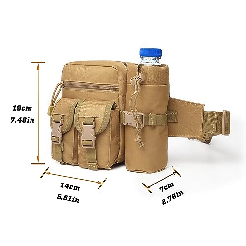 Piscorush Tactical Waist Pack with Water Bottle Holder Versatile and Waterproof Military Fanny Pack Utility Belt for Outdo...
