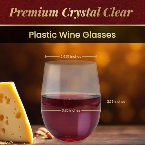 Reli. Disposable Wine Glasses (48 Pack, 12oz) Plastic Stemless Wine Glasses Disposable | Clear and Stemless for Parties, C...