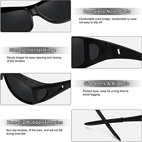 MEETSUN Fit Over Glasses Sunglasses for Men Women,Wrap Around Sunglasses Polarized UV400 Protection
