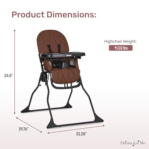 Dream On Me Snack and Stow Highchair | Adjustable Feeding Chair with Removable Tray, Lightweight, Foldable Design, Easy to...