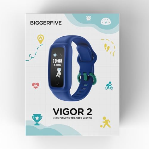 BIGGERFIVE Vigor 2 Kids Fitness Tracker Watch for Girls Boys Ages 5-12, IP68 Waterproof, Activity Tracker, Pedometer, Heart Rate Sleep Monitor, Calorie Step Counter Watch