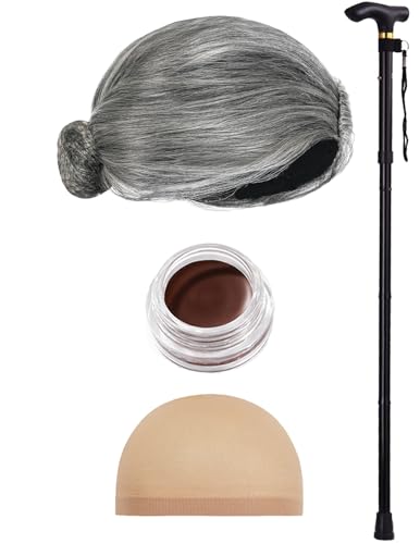 Z-Shop Old Lady Costume for Women 100 Days of School Halloween 100th Day Dress up