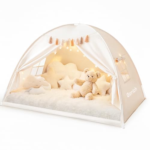 Gorich Twin Bed Tent for Kids, Indoor Privacy Toddler Sleeping Canopy with Mesh Window, Fits Bunk or Floor Bed, Include St...