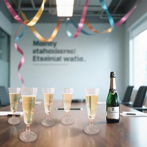 GQYJENTLX Champagne Flutes Plastic,25 Pack Disposable Champagne Glasses,Clear Stemless Shot Cocktail Martini Wine Glasses,...