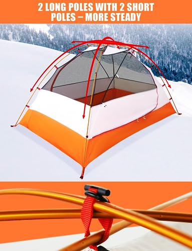 AYAMAYA 4 Season Backpacking Tent 2 Person Camping Tent Ultralight Waterproof All Weather Double Layer Two Doors Easy Setu...